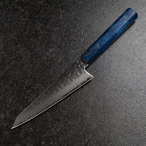Honesuki VG-10 Tsuchime Damascus Blue Birch Handle 150mm (5.9”)-[Musashi]-[Japanese-Kitchen-Knives]