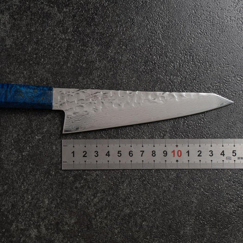Honesuki VG-10 Tsuchime Damascus Blue Birch Handle 150mm (5.9”)-[Musashi]-[Japanese-Kitchen-Knives]