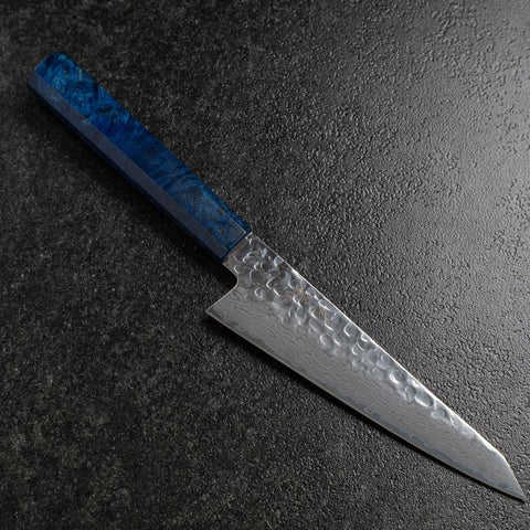 Honesuki VG-10 Tsuchime Damascus Blue Birch Handle 150mm (5.9”)-[Musashi]-[Japanese-Kitchen-Knives]