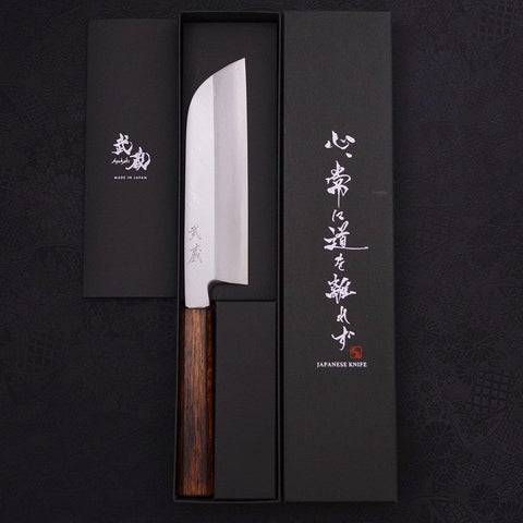 Kama Usuba(Kansai) Blue Steel #2 Kasumi Sumi Urushi Handle 180mm-[Musashi]-[Japanese-Kitchen-Knives]