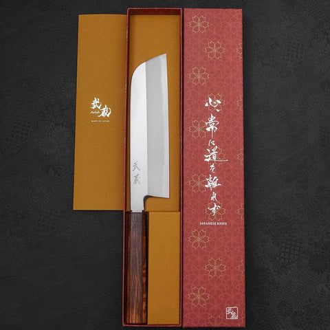 Kama Usuba(Kansai) Blue Steel #2 Kasumi Sumi Urushi Handle 210mm-[Musashi]-[Japanese-Kitchen-Knives]