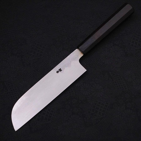 Kama Usuba(Kansai) Blue Steel #2 Suminagashi Buffalo Ebony Handle 180mm-[Musashi]-[Japanese-Kitchen-Knives]