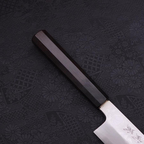 Kama Usuba(Kansai) Blue Steel #2 Suminagashi Buffalo Ebony Handle 180mm-[Musashi]-[Japanese-Kitchen-Knives]