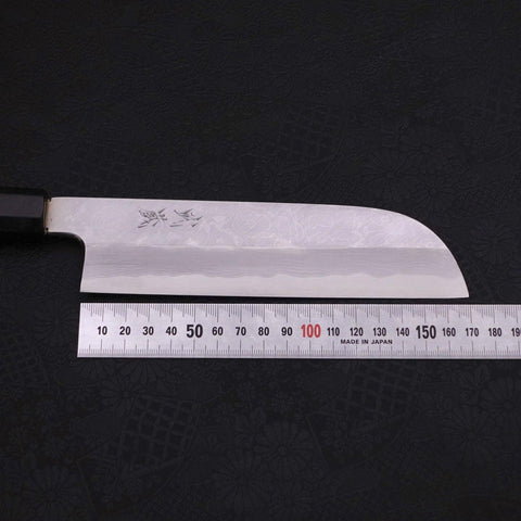 Kama Usuba(Kansai) Blue Steel #2 Suminagashi Buffalo Ebony Handle 180mm-[Musashi]-[Japanese-Kitchen-Knives]