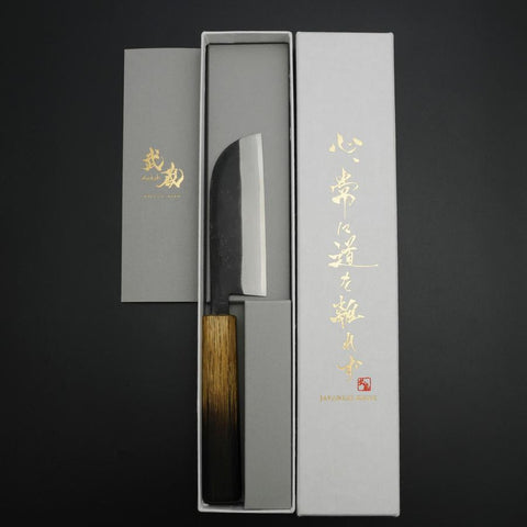 Kawamuki White Steel #1 Kurouchi Yaki Urushi Handle 100mm-[Musashi]-[Japanese-Kitchen-Knives]