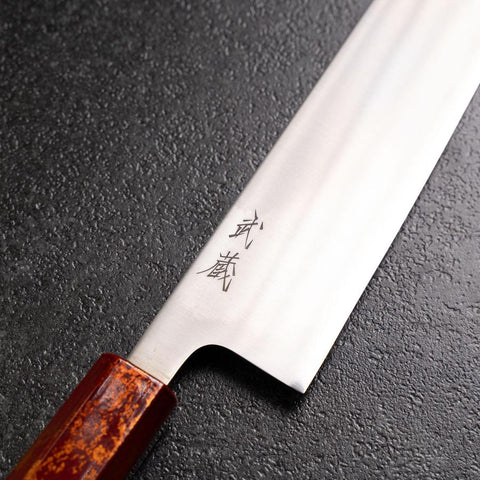 Kiritsuke 440C Polished Red Urushi Handle 210mm (8.3”)-[Musashi]-[Japanese-Kitchen-Knives]