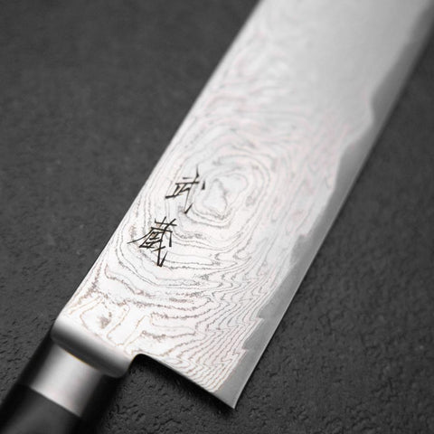 Kiritsuke AUS-10 Damascus Black Western Handle 210mm-[Musashi]-[Japanese-Kitchen-Knives]