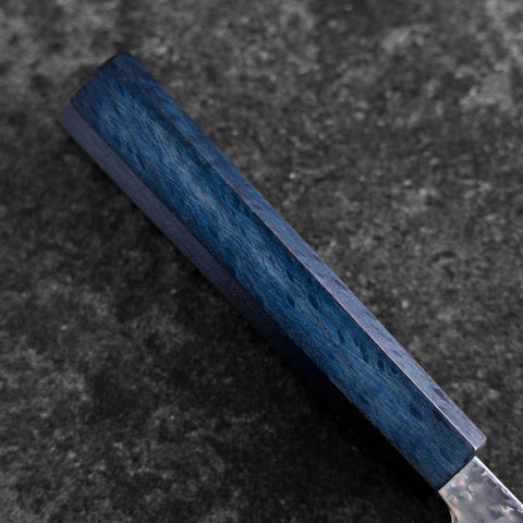 Kiritsuke AUS-10 Mirror Tsuchime Damascus Dark Blue Urushi Handle 240mm (9.4”)-[Musashi]-[Japanese-Kitchen-Knives]