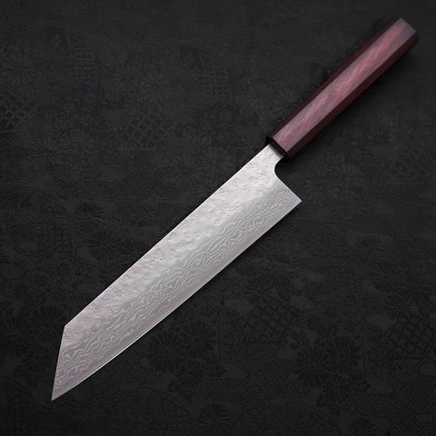 Kiritsuke AUS-10 Nashiji Damascus Purple Urushi Handle 210mm-[Musashi]-[Japanese-Kitchen-Knives]