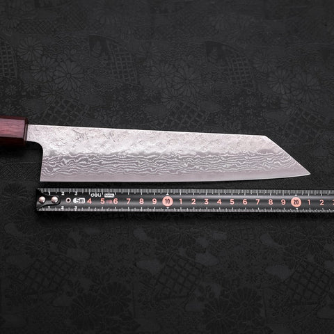 Kiritsuke AUS-10 Nashiji Damascus Purple Urushi Handle 210mm-[Musashi]-[Japanese-Kitchen-Knives]