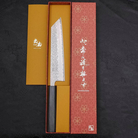 Kiritsuke AUS-10 Tsuchime Damascus Dark-Blue Urushi Handle 210mm-[Musashi]-[Japanese-Kitchen-Knives]