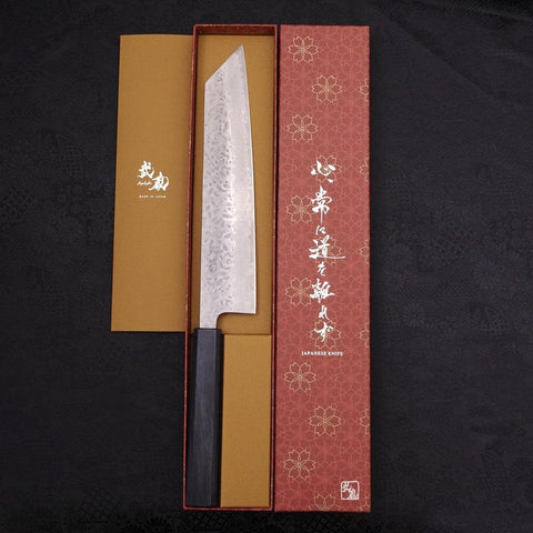 Kiritsuke AUS-10 Tsuchime Damascus Dark-Blue Urushi Handle 240mm (9.4”)-[Musashi]-[Japanese-Kitchen-Knives]