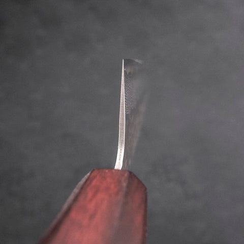 Kiritsuke AUS-10 Tsuchime Damascus Purple Urushi Handle 210mm-[Musashi]-[Japanese-Kitchen-Knives]