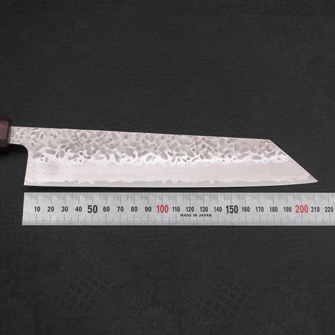 Kiritsuke AUS-10 Tsuchime Damascus Purple Urushi Handle 210mm-[Musashi]-[Japanese-Kitchen-Knives]
