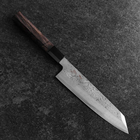 Kiritsuke Blue Steel #1 Suminagashi Buffalo Ebony Handle 200mm (7.9”)-[Musashi]-[Japanese-Kitchen-Knives]