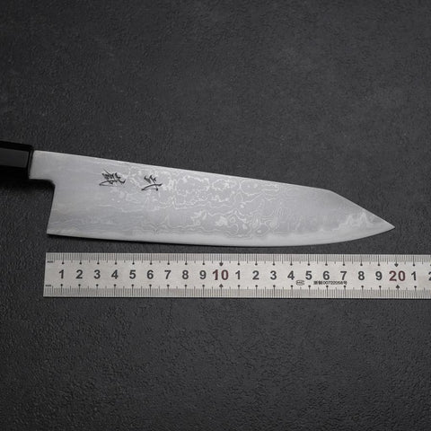 Kiritsuke Blue Steel #2 Damascus Buffalo Ebony Handle 200mm-[Musashi]-[Japanese-Kitchen-Knives]
