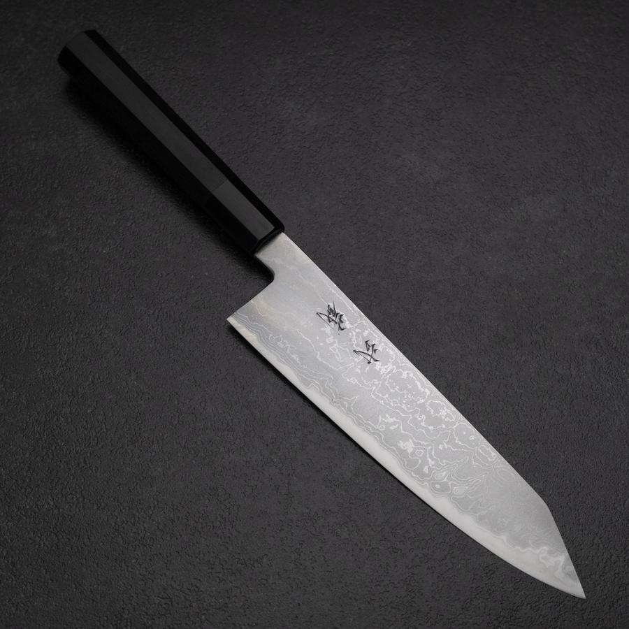 Kiritsuke Blue Steel #2 Damascus Buffalo Ebony Handle 200mm-[Musashi]-[Japanese-Kitchen-Knives]