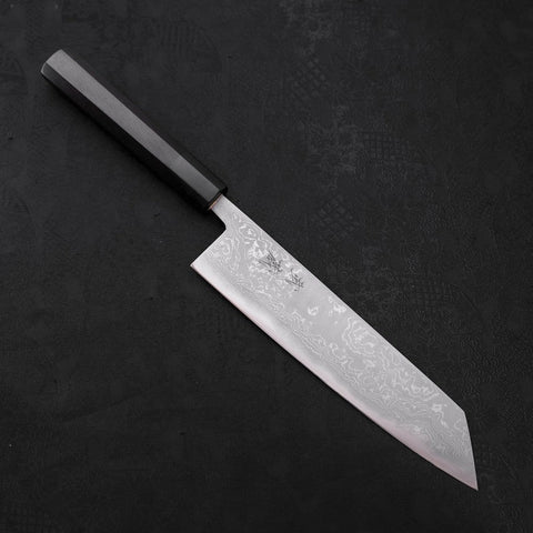 Kiritsuke Blue Steel #2 Damascus Buffalo Ebony Handle 210mm (8.3”)-[Musashi]-[Japanese-Kitchen-Knives]