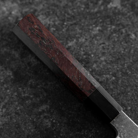 Kiritsuke Blue Steel #2 Kurouchi Nashiji Buffalo Walnut Handle 200mm (7.9”)-[Musashi]-[Japanese-Kitchen-Knives]