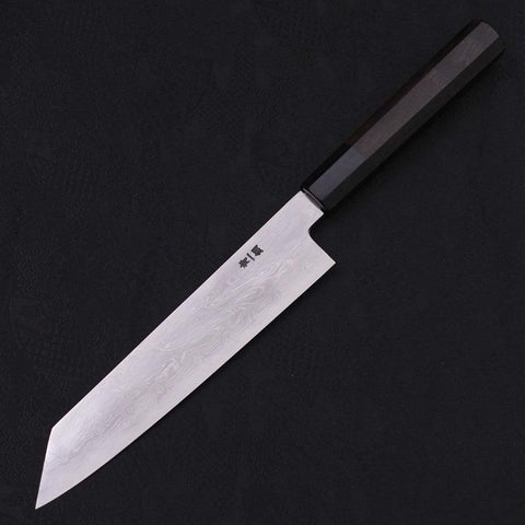 Kiritsuke Blue Steel #1 Suminagashi Buffalo Ebony Handle 200mm-[Musashi]-[Japanese-Kitchen-Knives]