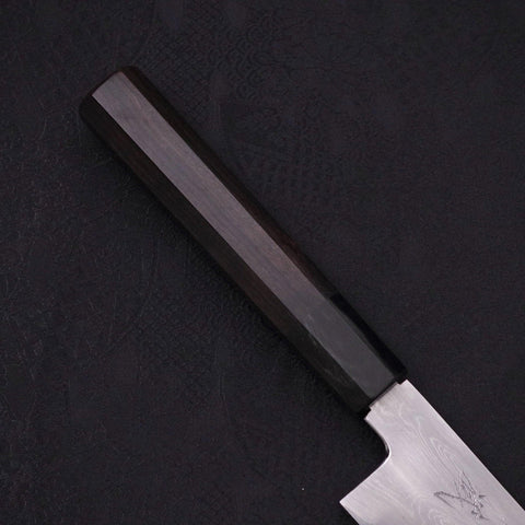 Kiritsuke Blue Steel #1 Suminagashi Buffalo Ebony Handle 200mm-[Musashi]-[Japanese-Kitchen-Knives]