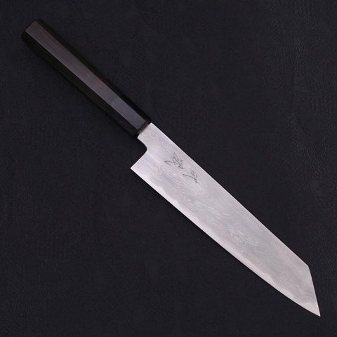 Kiritsuke Blue Steel #1 Suminagashi Buffalo Ebony Handle 200mm-[Musashi]-[Japanese-Kitchen-Knives]