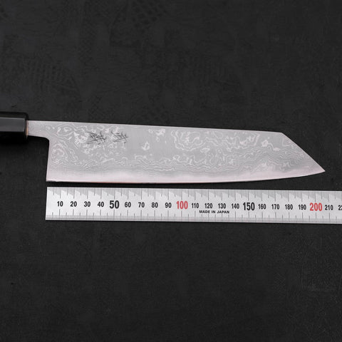 Kiritsuke Blue Steel #2 Damascus Buffalo Ebony Handle 210mm-[Musashi]-[Japanese-Kitchen-Knives]