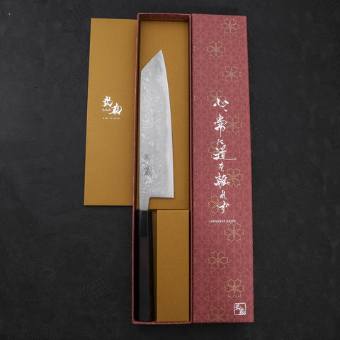 Kiritsuke Blue Steel #2 Damascus Buffalo Ebony Handle 210mm-[Musashi]-[Japanese-Kitchen-Knives]