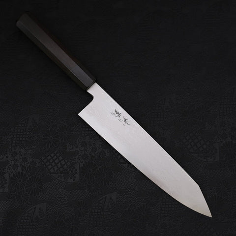 Kiritsuke Blue Steel #2 Suminagashi Buffalo Ebony Handle 240mm-[Musashi]-[Japanese-Kitchen-Knives]