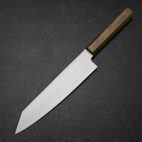 Kiritsuke Gyuto Blue Steel #2 Polished Stainless Clad Olive Handle 210mm-[Musashi]-[Japanese-Kitchen-Knives]