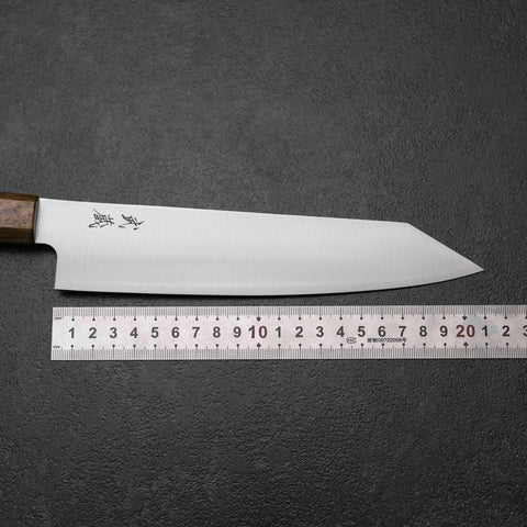 Kiritsuke Gyuto Blue Steel #2 Polished Stainless Clad Olive Handle 210mm-[Musashi]-[Japanese-Kitchen-Knives]
