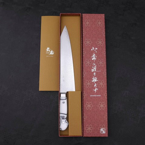 Kiritsuke Gyuto SG-2 Damascus White Handle 240mm-[Musashi]-[Japanese-Kitchen-Knives]