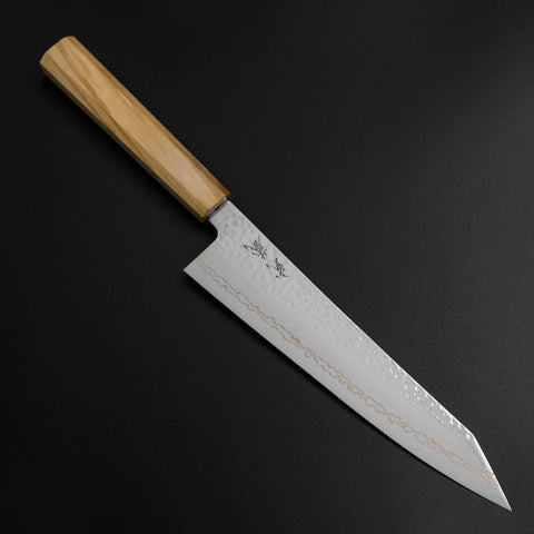 Kiritsuke Gyuto SLD Nickel Tsuchime Colored Damascus Olive Handle 210mm Limited Edition-[Musashi]-[Japanese-Kitchen-Knives]
