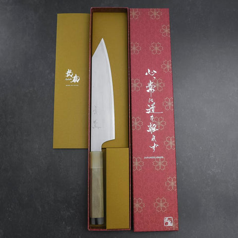 Kiritsuke HAP-40 Polished Double Buffalo Capped Magnolia Handle 200mm-[Musashi]-[Japanese-Kitchen-Knives]