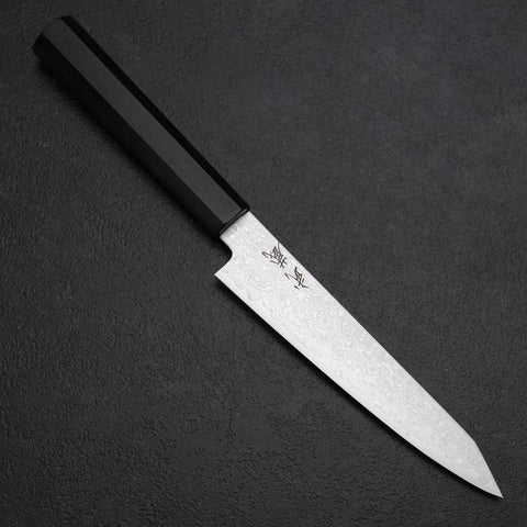 Kiritsuke Petty VG-10 Damascus Ebony Handle 145mm-[Musashi]-[Japanese-Kitchen-Knives]