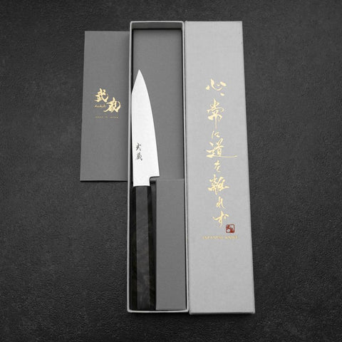 Kiritsuke Petty VG-10 Damascus Gray Birch Handle 120mm-[Musashi]-[Japanese-Kitchen-Knives]