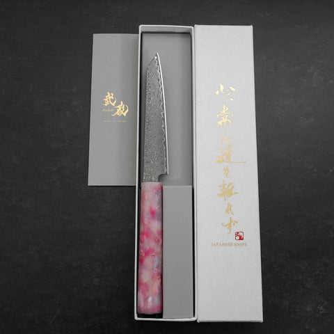 Kiritsuke Petty VG-10 Damascus Ocean Sakura Rose Gold Handle 130mm-[Musashi]-[Japanese-Kitchen-Knives]