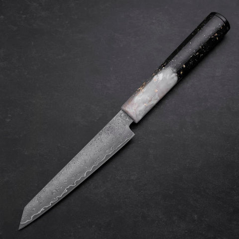 Kiritsuke Petty VG-10 Damascus Ocean White Black Gold Handle 130mm-[Musashi]-[Japanese-Kitchen-Knives]
