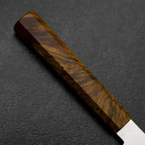 Kiritsuke Petty VG-10 Damascus Yellow-Brown Birch Handle 120mm-[Musashi]-[Japanese-Kitchen-Knives]