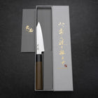 Kiritsuke Petty VG-10 Damascus Zelkova Handle 110mm-[Musashi]-[Japanese-Kitchen-Knives]