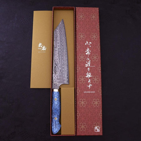 Kiritsuke SG-2 Damascus Turquoise Blue Handle 240mm-[Musashi]-[Japanese-Kitchen-Knives]