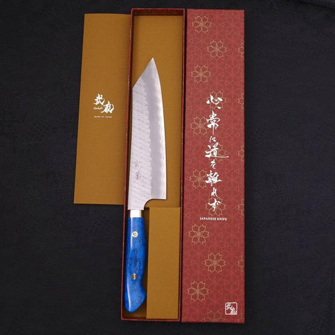 Kiritsuke SG-2 Tsuchime Turquoise Blue Handle 200mm-[Musashi]-[Japanese-Kitchen-Knives]
