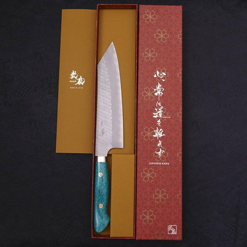 Kiritsuke SG-2 Tsuchime Turquoise Green Handle 200mm-[Musashi]-[Japanese-Kitchen-Knives]