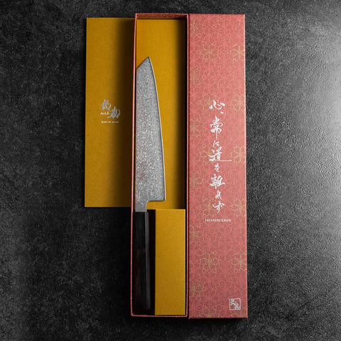 Kiritsuke SLD Black Damascus Ebony Handle 205mm (8.1”)-[Musashi]-[Japanese-Kitchen-Knives]