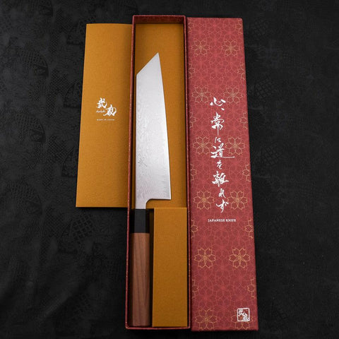 Kiritsuke SLD Wave Nickel Damascus Walnut Handle 210mm-[Musashi]-[Japanese-Kitchen-Knives]