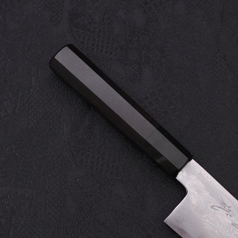 Kiritsuke Santoku Blue Steel #1 Suminagashi Buffalo Ebony Handle 170mm-[Musashi]-[Japanese-Kitchen-Knives]