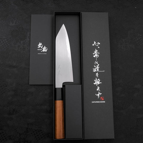 Kiritsuke Santoku White Steel #2 Kasumi Buffalo Teak Handle 180mm-[Musashi]-[Japanese-Kitchen-Knives]