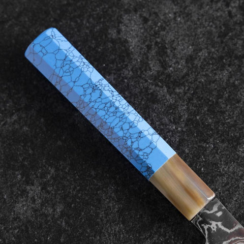 Kiritsuke Silver Steel #3 Nickel Damascus Buffalo Turquoise Handle 230mm-[Musashi]-[Japanese-Kitchen-Knives]