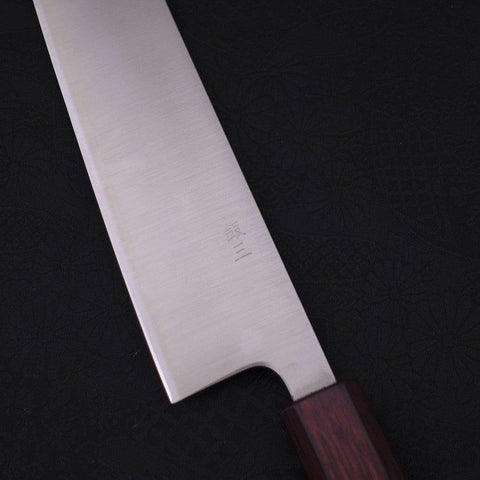 Kiritsuke Silver Steel #3 Polished Purple Urushi Handle 210mm-[Musashi]-[Japanese-Kitchen-Knives]