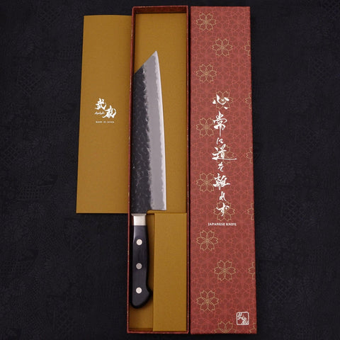 Kiritsuke Stainless Clad Blue Super Kurouchi Tsuchime Western Handle 210mm-[Musashi]-[Japanese-Kitchen-Knives]